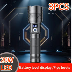 Powerful Led Flashlights Fifth Gear 20W Ultra Bright Tactical Light Emergency Spotlights Telescopic Zoom Light Camping Torch