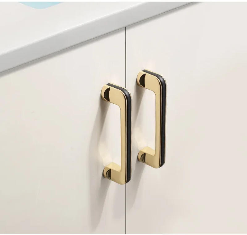 Description Picture 6 of itemBlack and Gold Handle Wardrobe Kitchen Cabinet Drawer Pull Luxury Simple Closet Zinc Alloy Door Handles Furniture Hardware