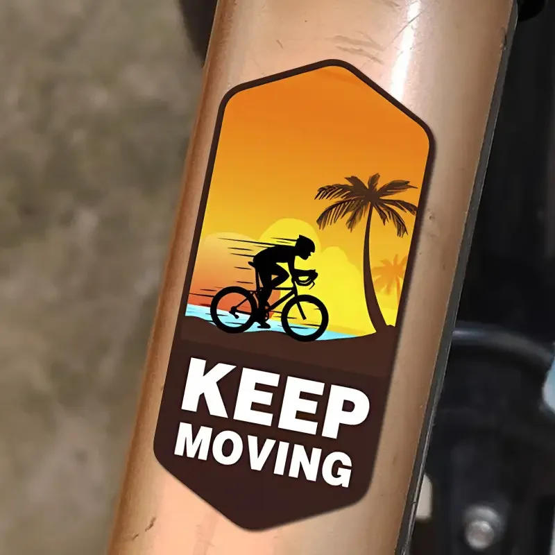 Description Picture 6 of item2Pieces KEEP MOVING Mountain Bike Stickers - Waterproof Hexagonal Frame Sticker