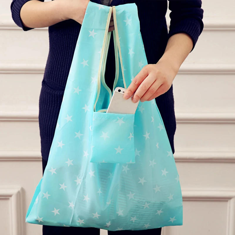 Description Picture 3 of itemWomen Shopping Bags Hot Creative Environmental Storage Bag Fashion Printing Foldable Green Tote Folding Pouch Handbags Storage