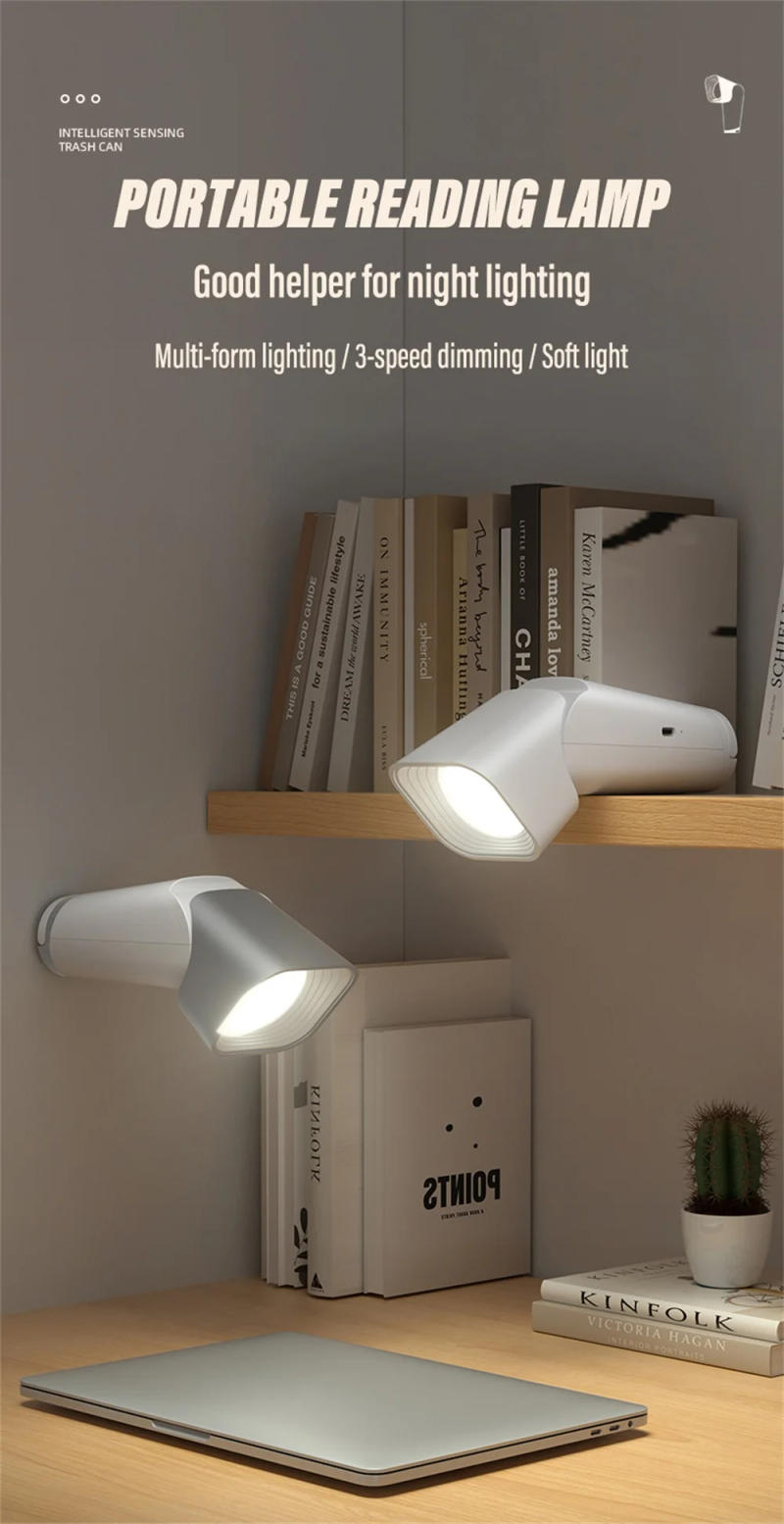 Description Picture 4 of itemMulti-functional reading LED desk lamp rechargeable flashlight portable night light Lamp head can be rotated three-color dimming