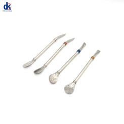 Washable Stainless Steel Drinking Straw Spoon Tea Filter Yerba Mate Tea Straws With Clean Brush Bombilla Gourd Reusable Tea Tool