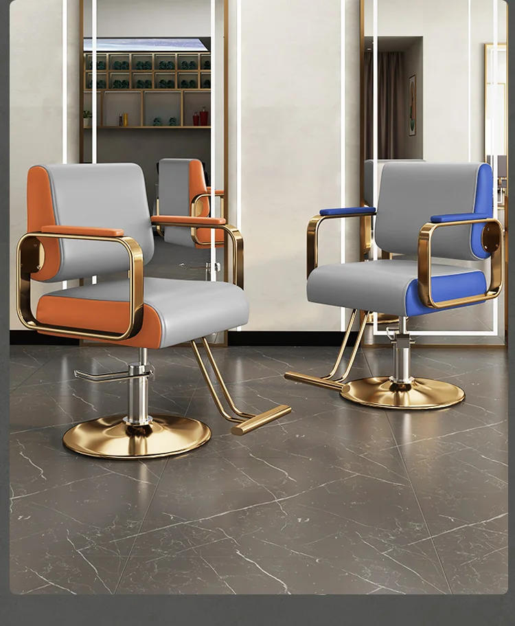 Description Picture 4 of itemLuxury Barbershop Barber Chair Personalized Gold Swivel Designed Barber Salon Beauty Salon Cadeira De Barbeiro Furniture