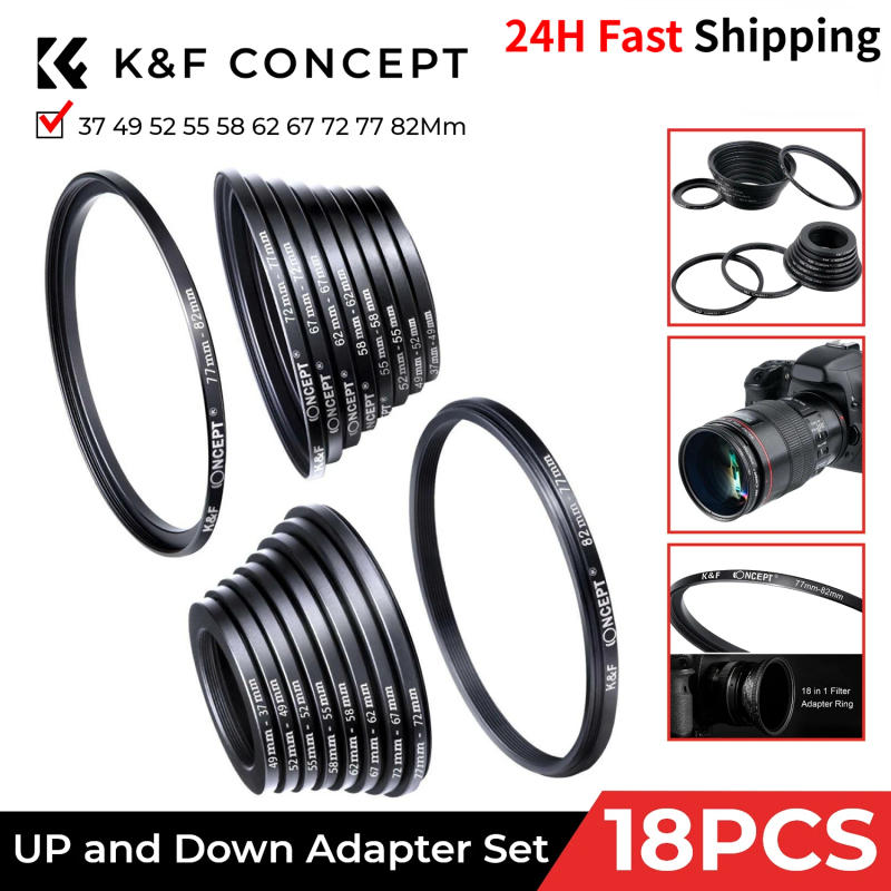 Description Picture 3 of itemK&F Concept 18pcs Camera Lens Filter Step Up/Down Adapter Ring Set 37-82mm 82-37mm for Canon Nikon Sony DSLR Camera Lens Ring