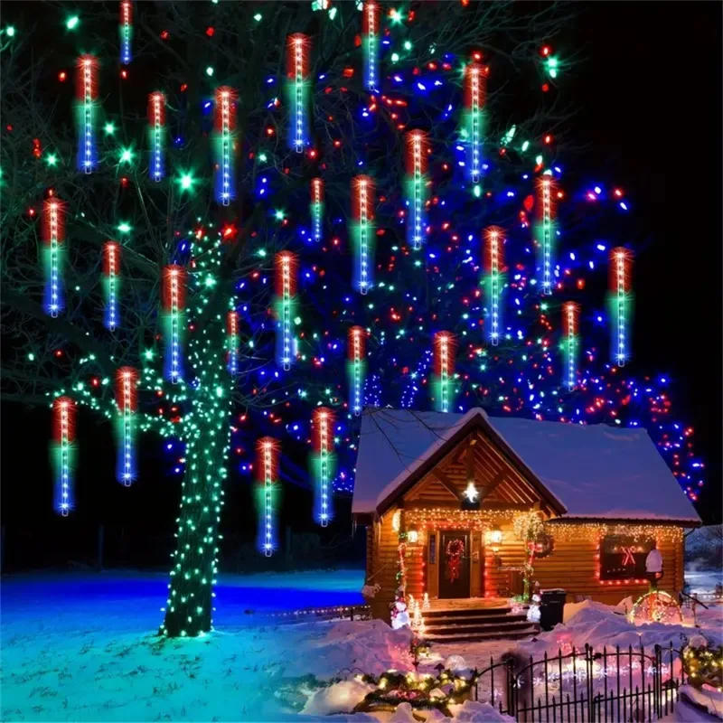 Description Picture 2 of item32/24/12 Tubes 30/50cm LED Meteor Shower Fairy String Garland Curtain Lights Christmas Decor Outdoor Wedding Street Garden Decor