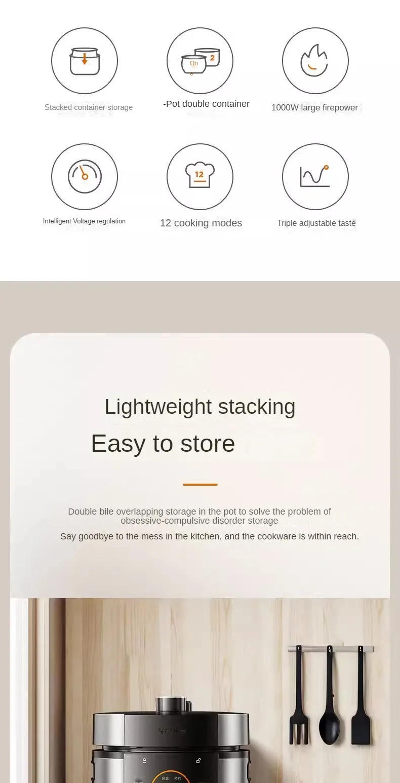 Description Picture 3 of itemElectric Pressure Cooker Electric Pressure Cooker Intelligent Multi-Function Cooking Pot 2 Double-Liner 5L Large Capacity