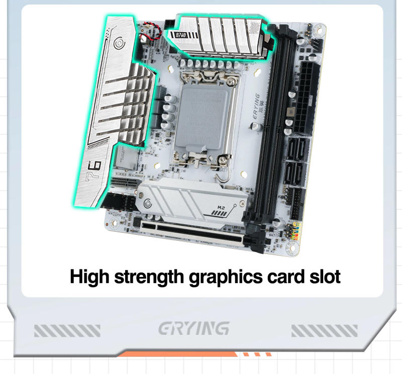 Description Picture 4 of itemERYING ITX B760i Gaming Motherboard ARGB LGA 1700 115x Support Core 12/13/14th i9/i7/i5/i3/Pentium Dual Channel DDR5 RAM White
