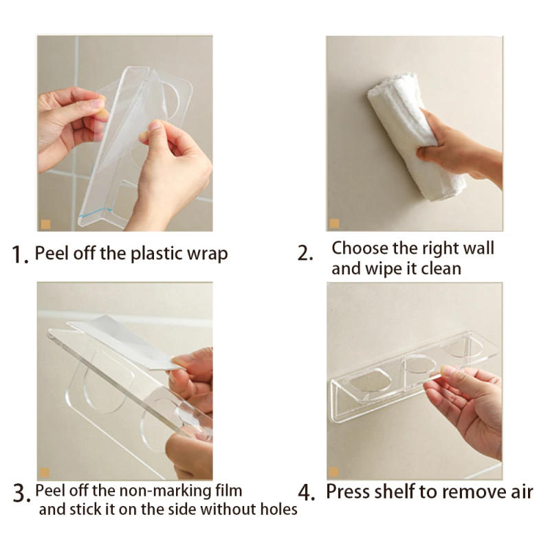 Description Picture 5 of item1pc shelf bathroom toilet sink wall storage nail-free hole-free wall-mounted wall-mounted razor organizer