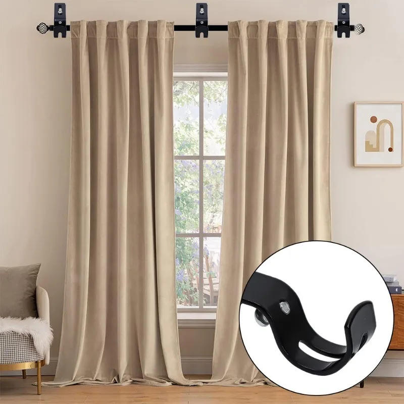 Description Picture 3 of item2Pcs Extendable Adjustable Curtain Rod Support with Screws Durable Curtain Rod Bracket Curtain Rod Holder Window Hardware