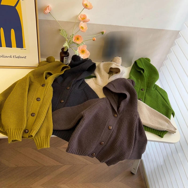 Description Picture 3 of itemSpring Baby Girls Boys Sweater Autumn Fashion Knitted Hooded Cardigan Versatile Jacket Coat Kids Infant Cardigans Clothes