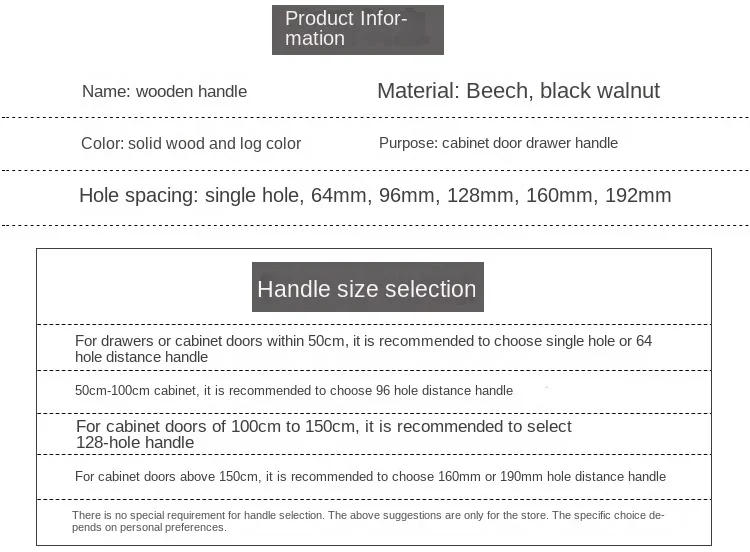Description Picture 3 of itemCabinet Door Wooden Handle Cupboard Door Handle Beech Black Walnut Drawer Log Solid Wood Small Handle Dresser Kitchen Handles
