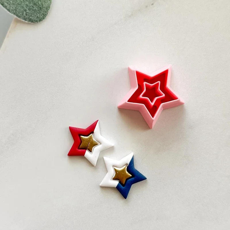 Description Picture 5 of itemDIY Soft Pottery Earring Polymer Clay Cutter Geometric Earring Jewelry Pendant Making Clay Tools Stars Shape Earrings Clay Molds