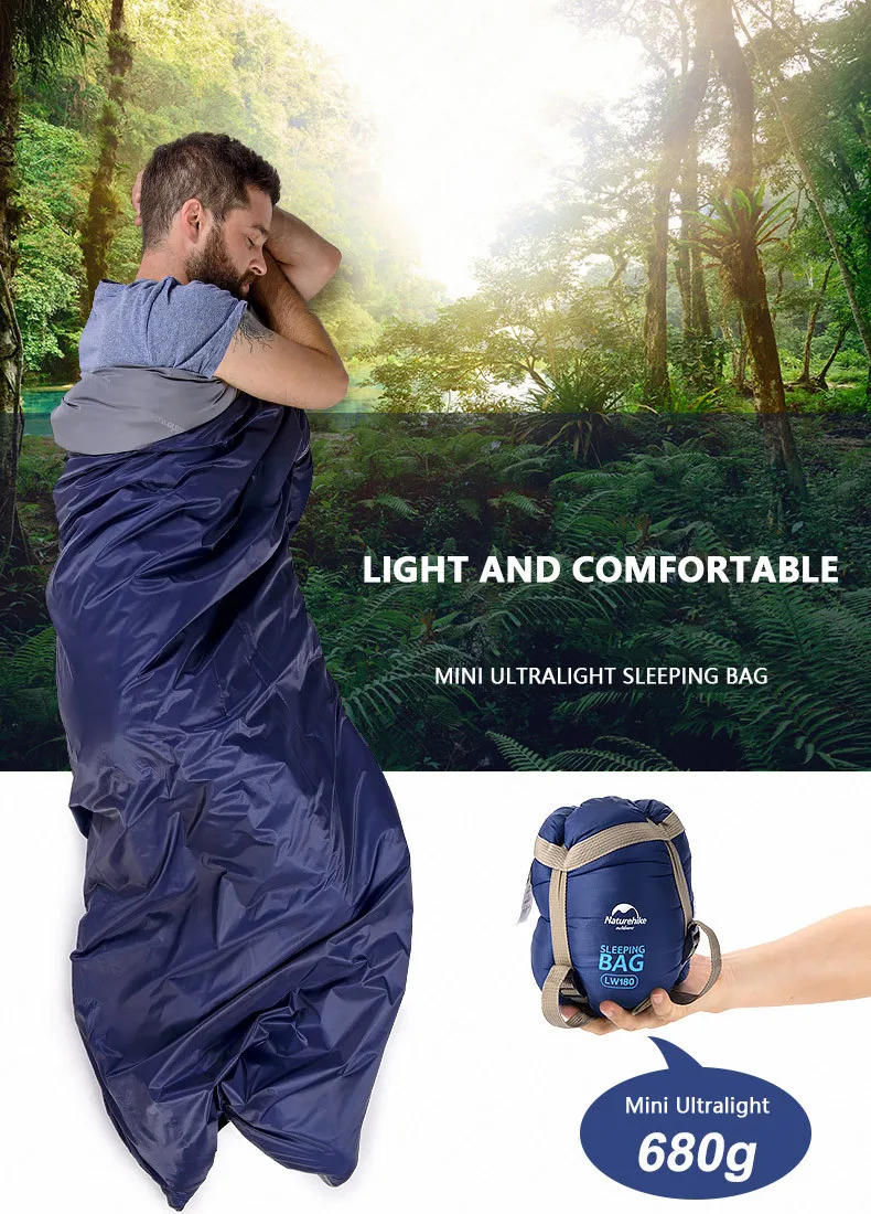 Description Picture 2 of itemNaturehike Sleeping Bag Ultralight Waterproof Cotton Sleeping Bag Nature Hike Summer Hiking Camping  Tent Sleeping Bag