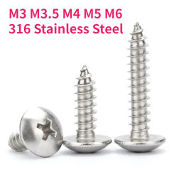 M3 M3.5 M4 M5 M6 316 Stainless Steel Phillips Recessed Truss Head Self-tapping Screw Cross Mushroom Head Wood Screw