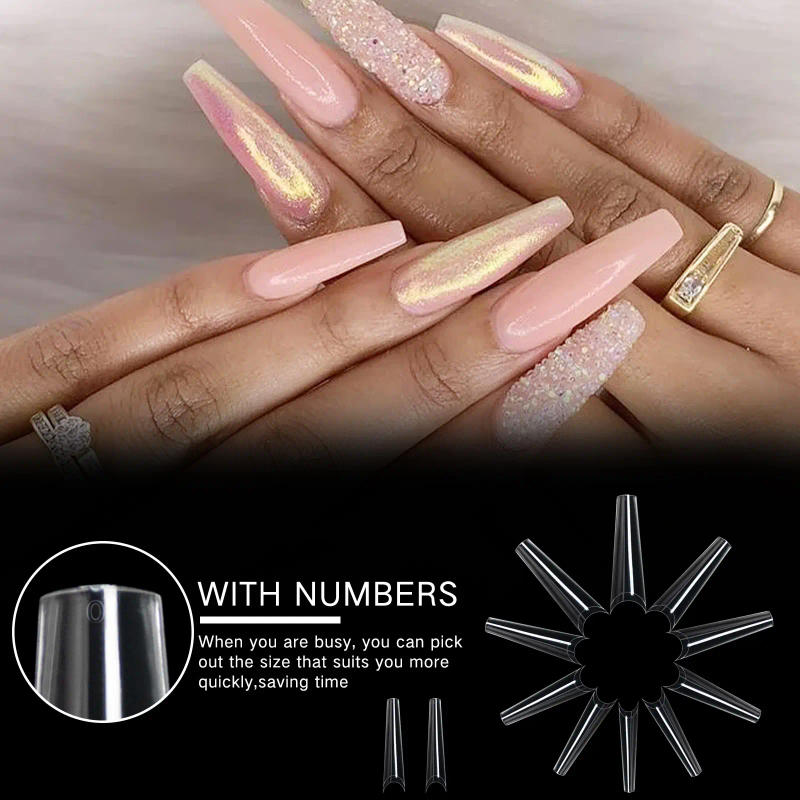 Description Picture 5 of item100Pcs XXL Transparent French Coffin False Nail Tips Nails Gel For Nail Extension Fake Nail Acrylic Art Tips Manicure Tools