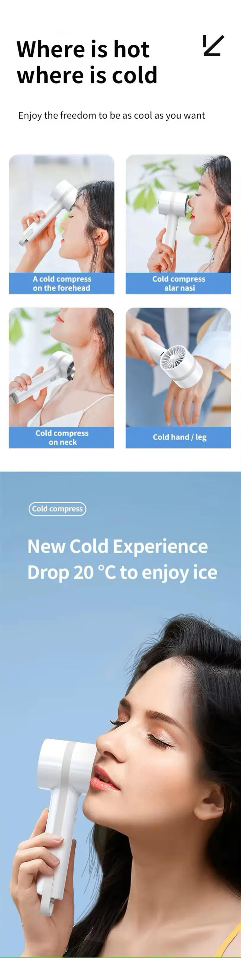 Description Picture 3 of itemNew Arrivals Portable Rechargeable Fan Macaron Color Cold Compress Handheld Fan Outdoor USB Mini Air Cooler Hand Fan With Hook