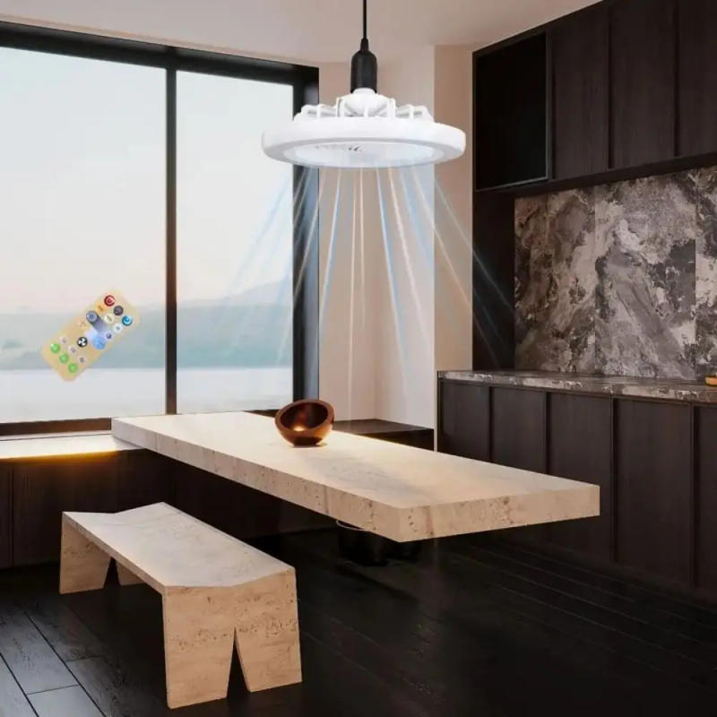 Description Picture 4 of itemAdjustable E27 Fan Light ABS 360-Degree Rotation Led Ceiling Fan with Light E27 Spiral Lamp Holder Dimmable