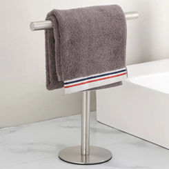 Stainless Steel Hand Towel Holder Free Standing Towel Rack with Heavy Base Bath Towel Bar Stand for Bathroom Vanity Countertop