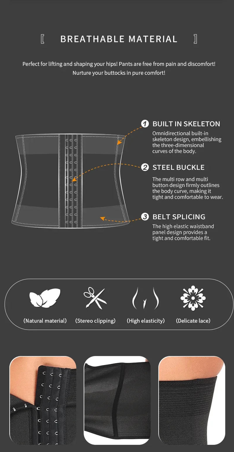 Description Picture 4 of itemShapewear Men Slimming Body Shaper Waist Trainer Trimmer Belt Corset For Abdomen Belly Shapers Tummy Control Fitness Compression