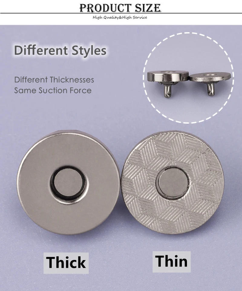 Description Picture 5 of item10 Sets Metal Double Rivet Magnetic Clasps Buttons Fastener Bag Press Buckle Purses Handbag Clothes DIY 14/18mm