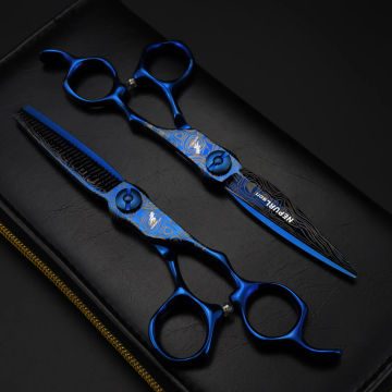 Hairdressing Scissors 6 Inch Hair Scissors Nippon color steel Damascus Cutting Thinning Scissors Barber Shear
