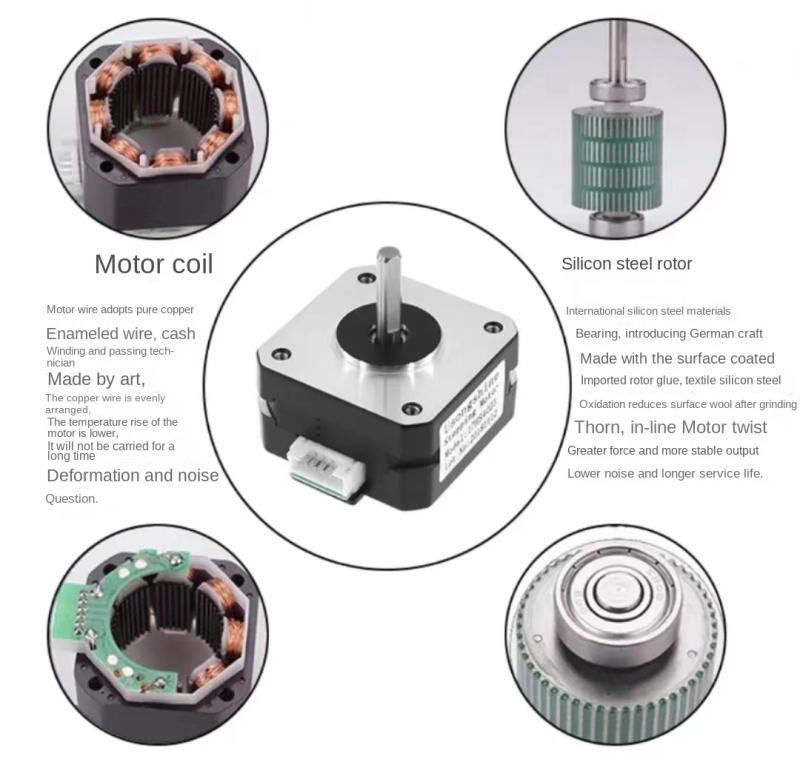 Description Picture 4 of itemNema17 42BYGH23 For 3D Printer Extruder 4 Lead Nema 17 22mm 42 Stepper Motor 42*42*23mm 1.0A 4.1V CNC Laser Engraver Motor
