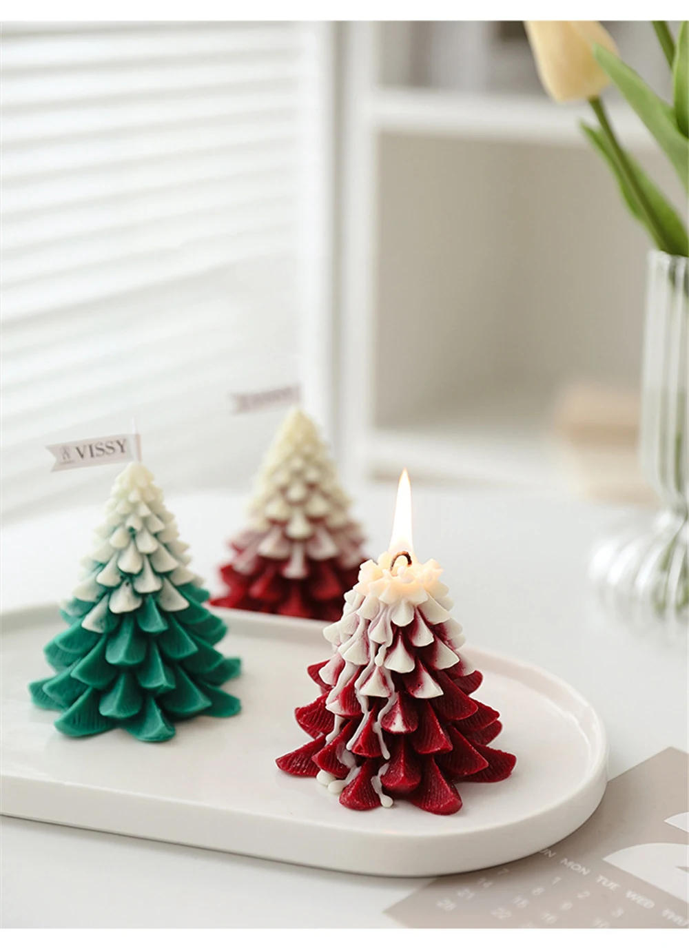 Description Picture 5 of itemNew Christmas Tree Candle Mold DIY Xmas Decoration Handmade Epoxy Resin Silicone Candle Mould Aromatherapy Soap Candle Wax Molds