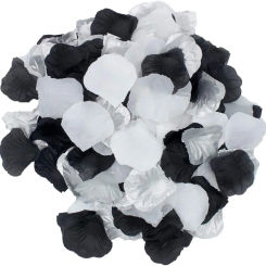 Artificial Silk Rose Petals Confetti, Aisle Runner, Wedding Party Events Decoration, White, Silver, Black, 900Pcs