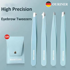 4 Pcs Colorful Eyebrow Tweezer Hair Beauty Fine Hairs Puller Stainless Steel Slanted Eye Brow Clips Removal Makeup Tools