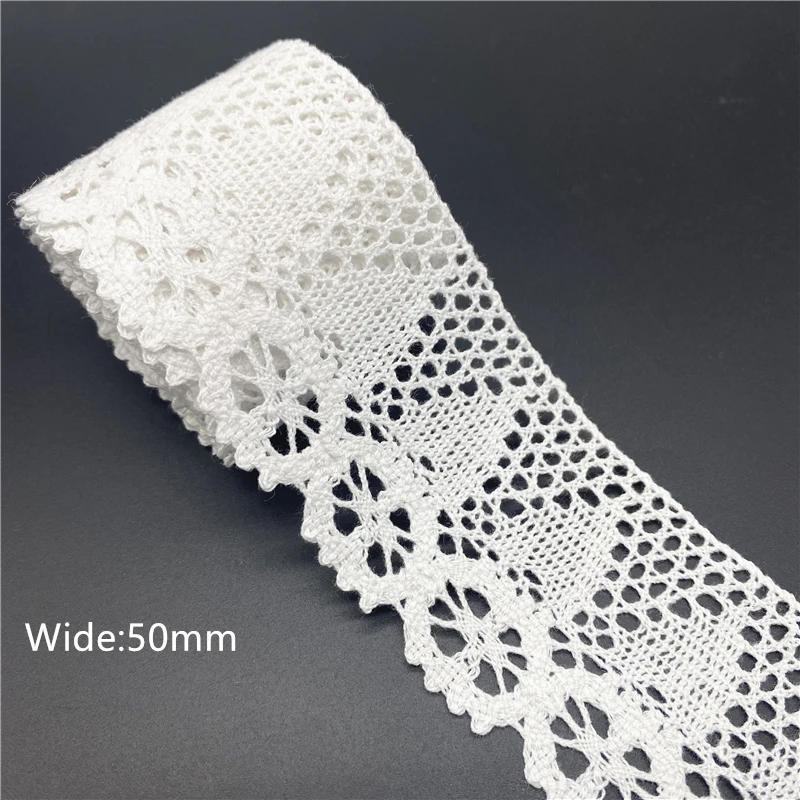 Description Picture 6 of item10mm-50mm 2yards White 100%Cotton Lace Ribbon For Apparel Sewing Fabric Trim Cotton Crocheted Lace Ribbon Handmade Accessories