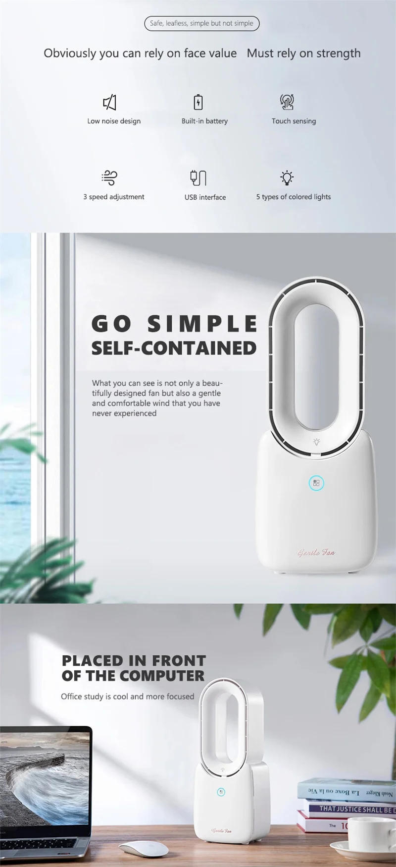 Description Picture 2 of itemPortable Bladeless Stand Air conditioners Fan Cooler Electric Fans Silent Tower Table Vertical Floor Summer Air Cooler