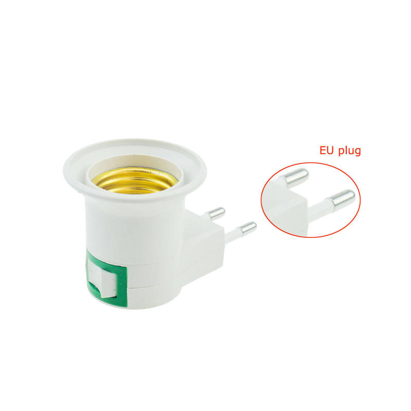 Description Picture 4 of item5Pcs/lot  Lamp Base E27 LED Light Male Socket to EU/US Type Plug Adapter Converter for Bulb Holder with ON/OFF Button White