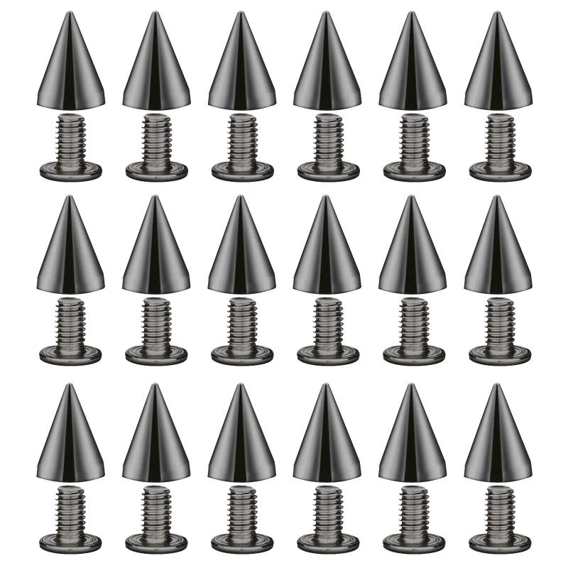 Description Picture 6 of item100Sets 9.5mm Cone Spikes Metal Screwback Studs And Spikes for DIY Leathercraft Decoration Punk Rock Style Clothing Accessories