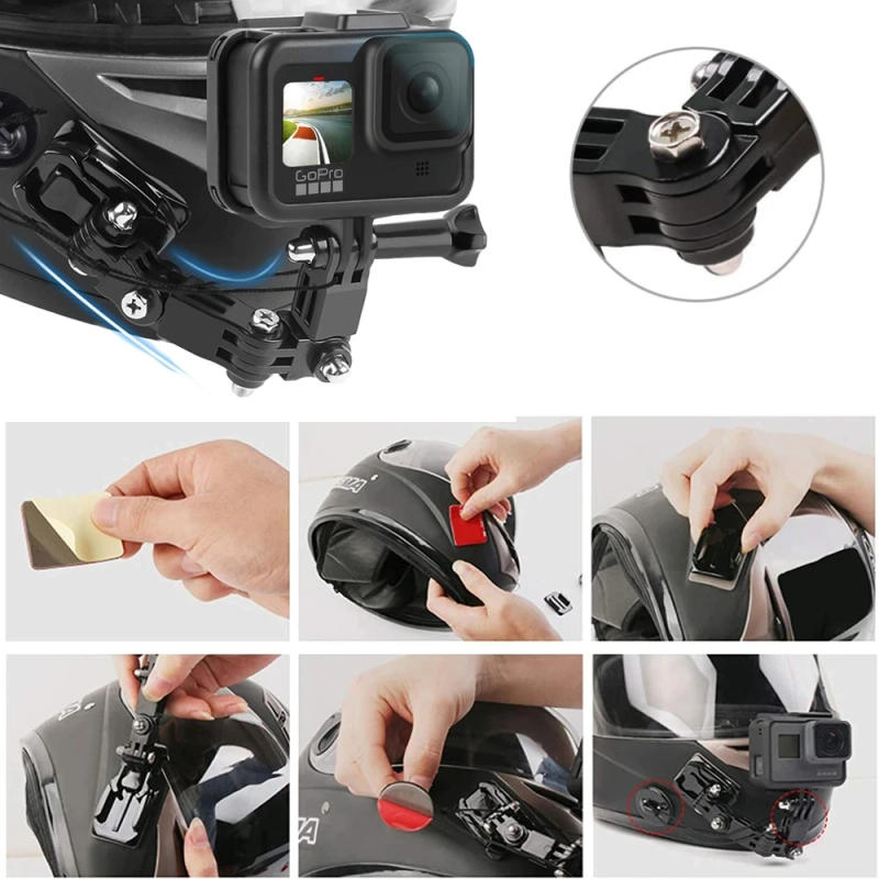 Description Picture 5 of itemMotorcycle Helmet Mount For Gopro Hero 10 9 8 7 6 5 4 3 Yi osmo Action Sports Camera Mount Full Face Holder Accessories Strap