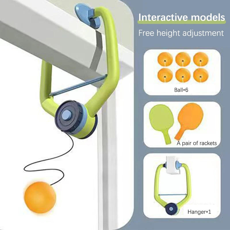 Description Picture 6 of item1Set Indoor Table Tennis Self-training Set Hanging PingPong Trainer Home Parent-child Interaction Double Sparring Devices