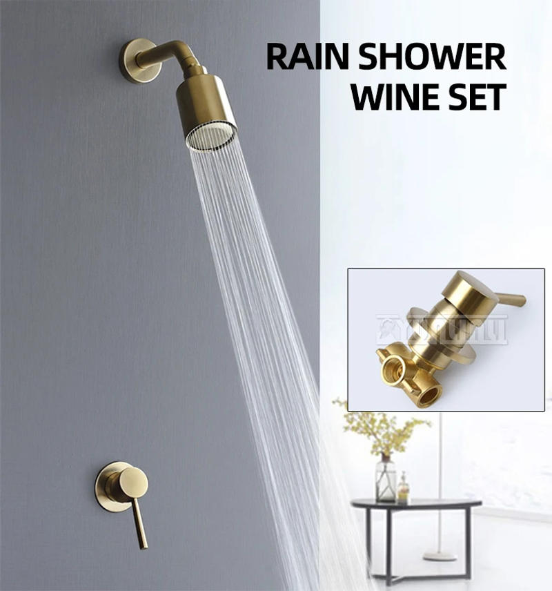 Description Picture 3 of itemCopper Hidden Bathroom Shower Faucet Sets Brass Round Concealed Wall Mounted Shower Rainfall Head Hotel Hot and Cold Water Taps