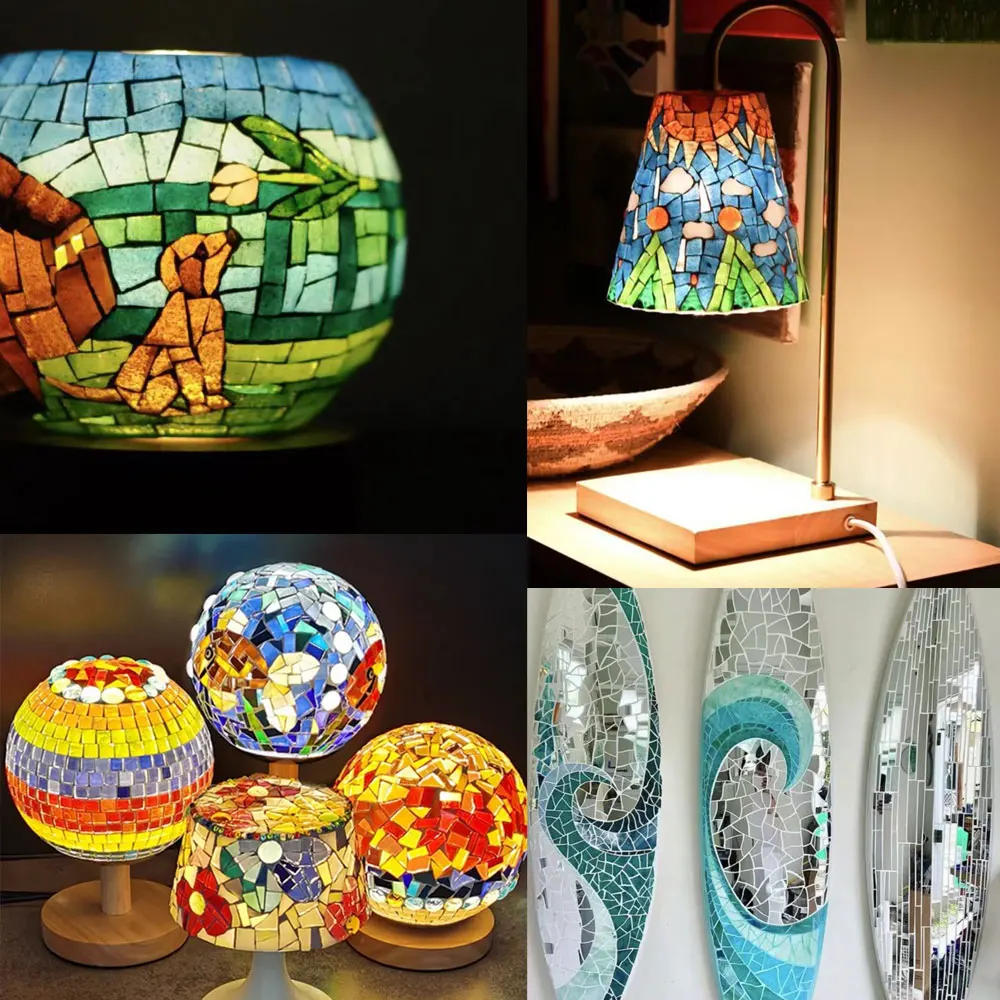 Description Picture 2 of item100g/Lot Mosaic Tiles Stained Glass Mosaic DIY Handmade Coaster Mosaic Puzzle Making Art Wall Decoration Supplies Mixed  arte