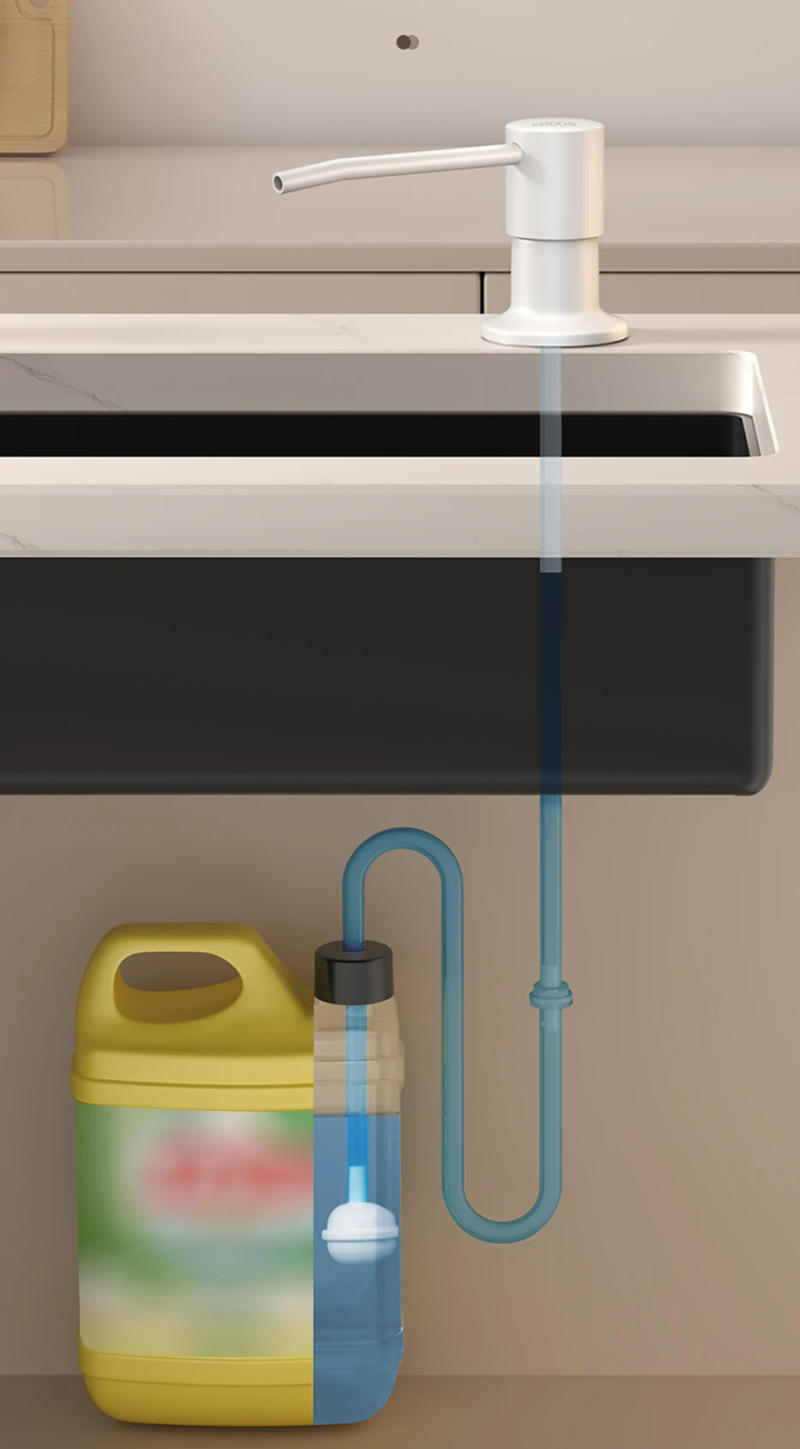 Description Picture 5 of itemResuable Kitchen Dishes Soap Dispenser Countertop Built-in Design Soap Container Press Soap Liquid Dispenser with Extention Tube