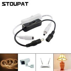 DC 5V 12V Light Switch Female Male DC Connector Power Cable 5.5x2.1mm ON OFF Inline for CCTV LED Strip Light Lamp 304 Switch
