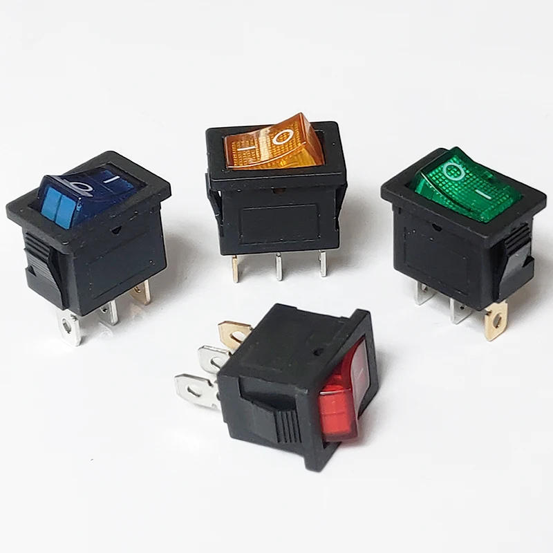 Description Picture 2 of item4Pcs 3Pin KCD1 Mini Rectangle Rocker Switch 21x15mm Panel 13x19mm Indication LED 12V 220V illuminated Seesaw Switch Power ON-OFF