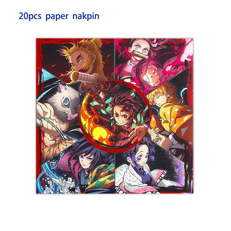 Description Picture 5 of itemDemon Slayer Birthday Party Decoration Balloon Banner Cake Topper Demon Slayer Tableware Party Supplies Baby Shower