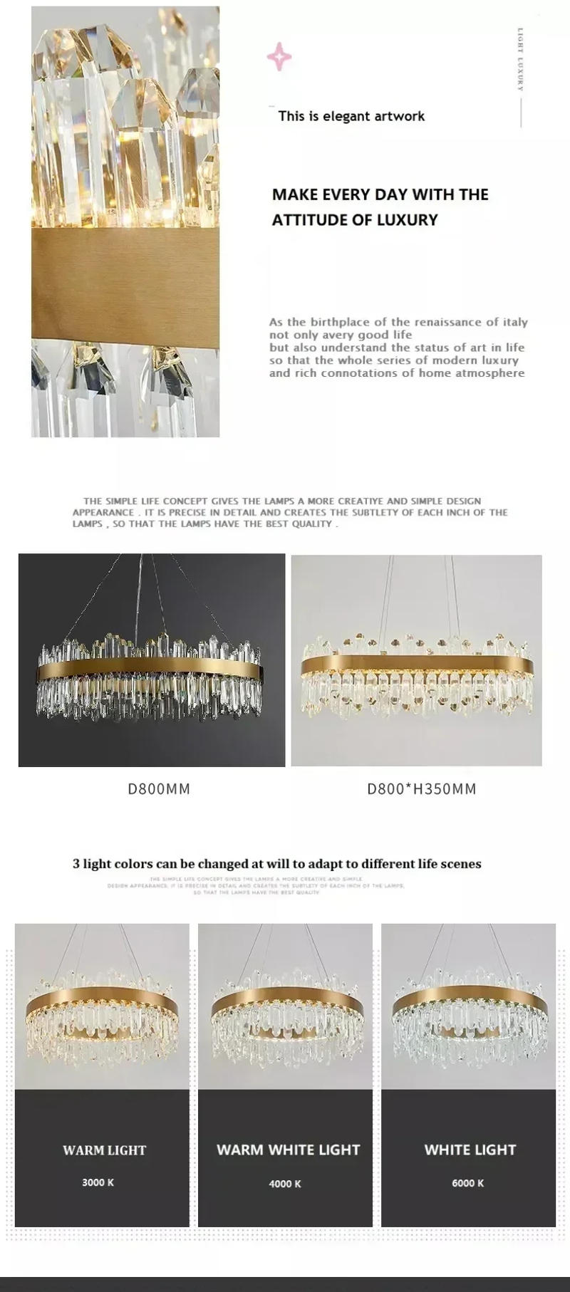 Description Picture 6 of itemModern Smoke Grey Crystal Led Chandelier for Living Dining Room Food Tables Bedroom Lamp Home Decor Hanging Light Fixture