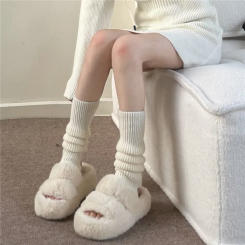 1 Pairs Women Leg Warmers Winter Autumn Knitted Jk Japanese Korean Style Solid Yoga White Calf Loose Socks Fashion Tight Pants