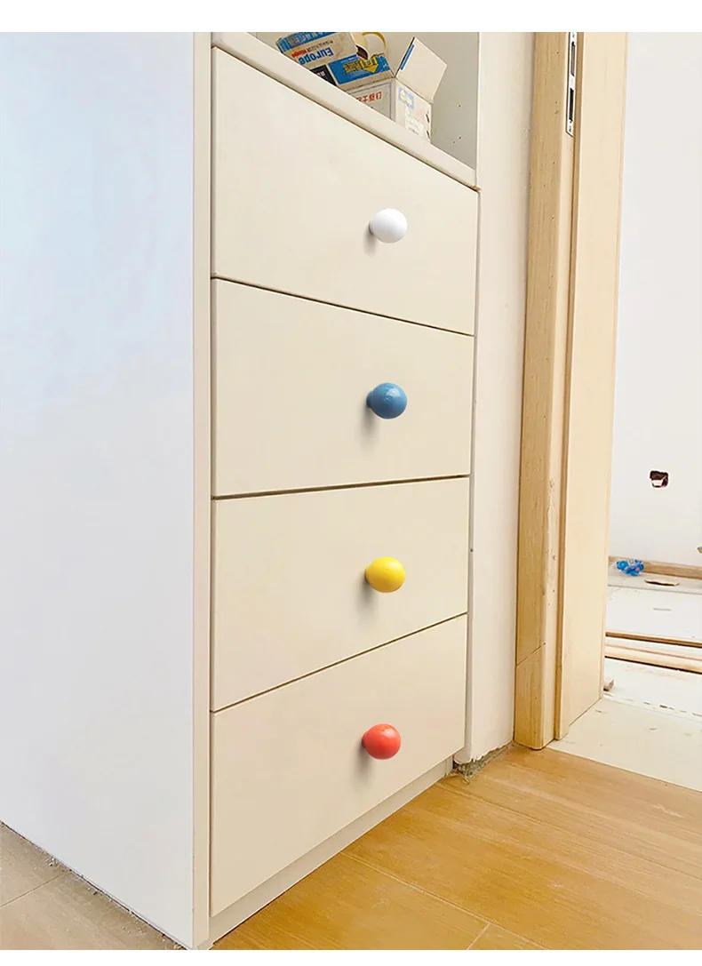 Description Picture 6 of itemChildren's Room Wardrobe Handle Minimalist Cute Colored Ball Cabinet Circular Cabinet Door Single Hole Drawer Handle