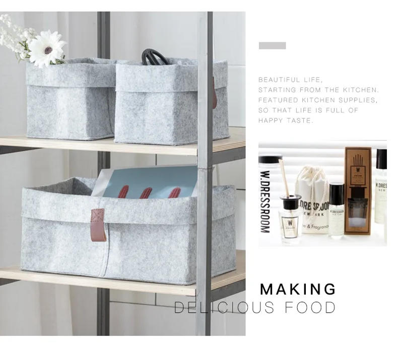 Description Picture 2 of itemDesktop Storage Baskets Felt fabric Bedroom countertop Organize Basket Pen holder Sundries Cosmetics Storage,Basket of flowe