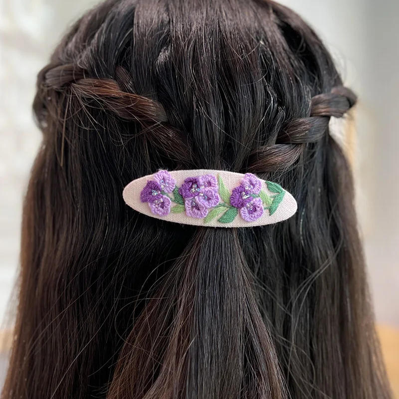 Description Picture 4 of itemEmbroidery Hair Clips Sunflower Cute Embroidery Hairpins for Beginners Simple Metallic Snap Hairclips Instruction Hoop Needles