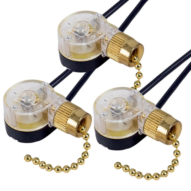 Description Picture 3 of item3Pack Ceiling Fan Light Switch ZE-109 Fan Switch Ceiling Pull Chain Switch Replacement