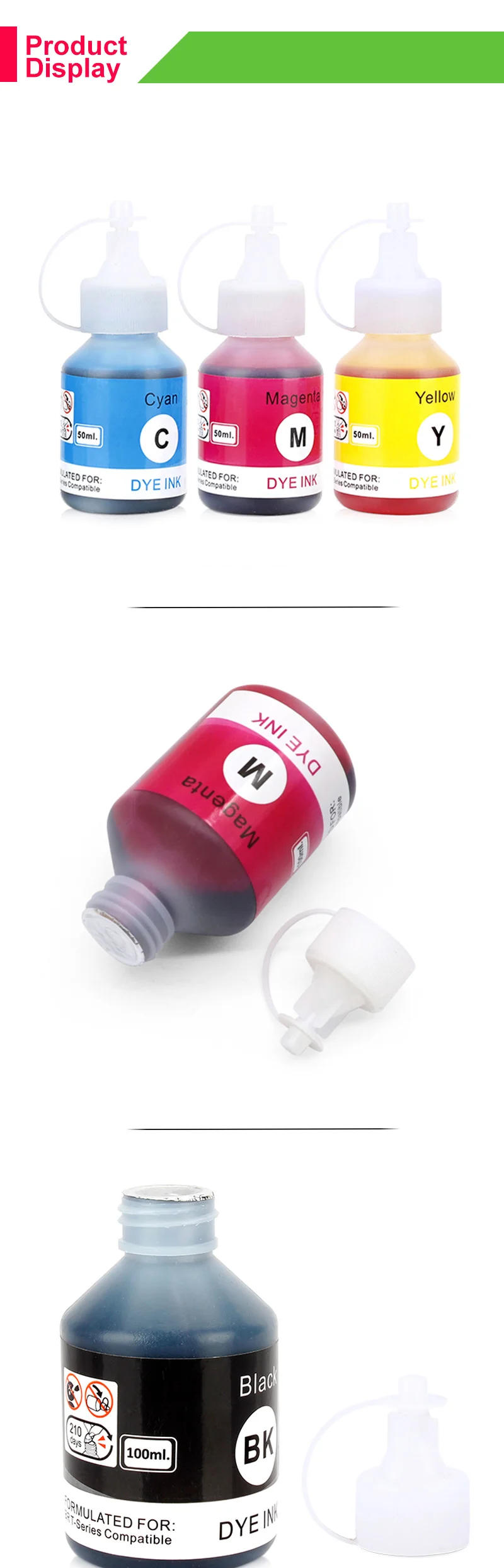 Description Picture 4 of itemRefilled Dye Ink Kit Compatible for Brother TN DCP-T300 T300 500W 500 T700W T700 T800W Inkjet Printer Ink