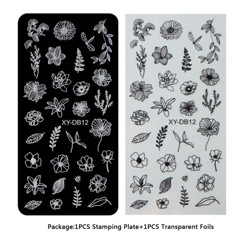 Description Picture 3 of itemFrench Stripe Line Nail Art Templates Stamping Plate Flowers Print Texture Gel Stainless Steel Printing Stencil Manicure Product