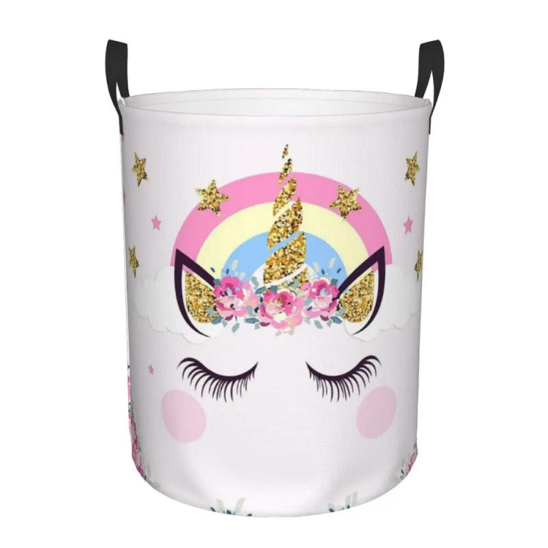 Description Picture 2 of itemCustomized Cartoon Unicorn Laundry Basket Collapsible Cute Animal Cat Clothes Hamper for Nursery Kids Toys Storage Bag